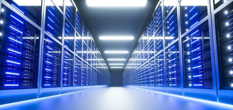 Server room interior in datacenter.