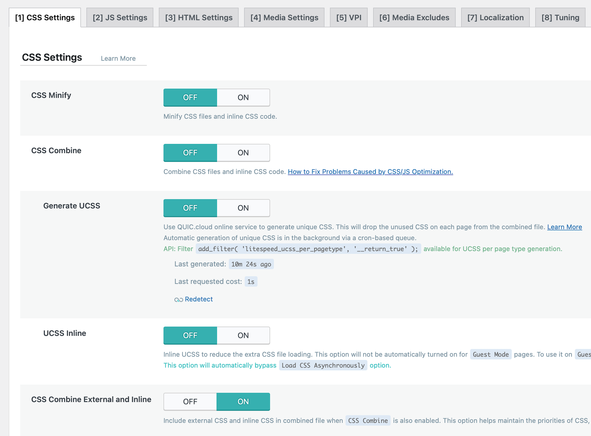 LiteSpeed Cache Plugin CSS Javascript HTML minification