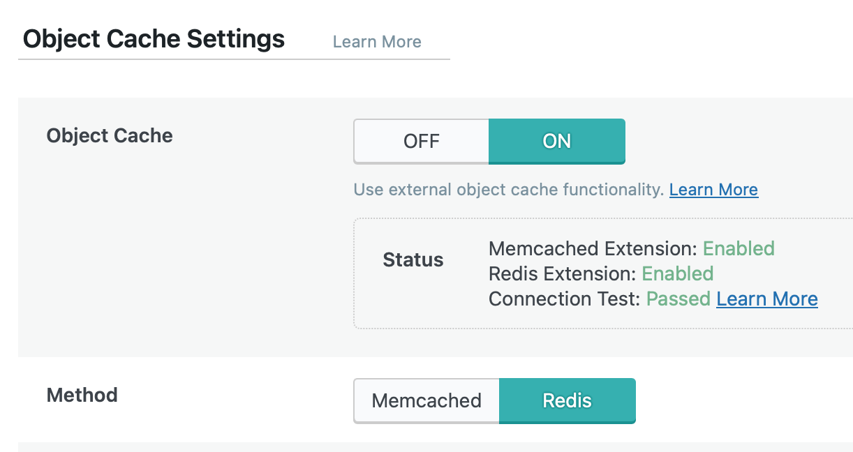 LiteSpeed Object Cache settings