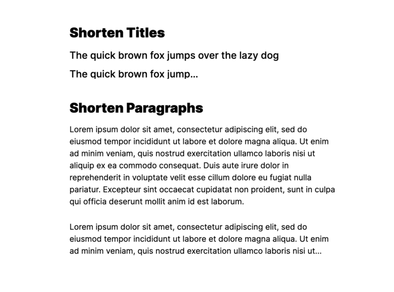 Ways to shorten titles or paragraphs