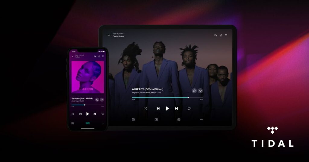 Devices showing the Tidal music service