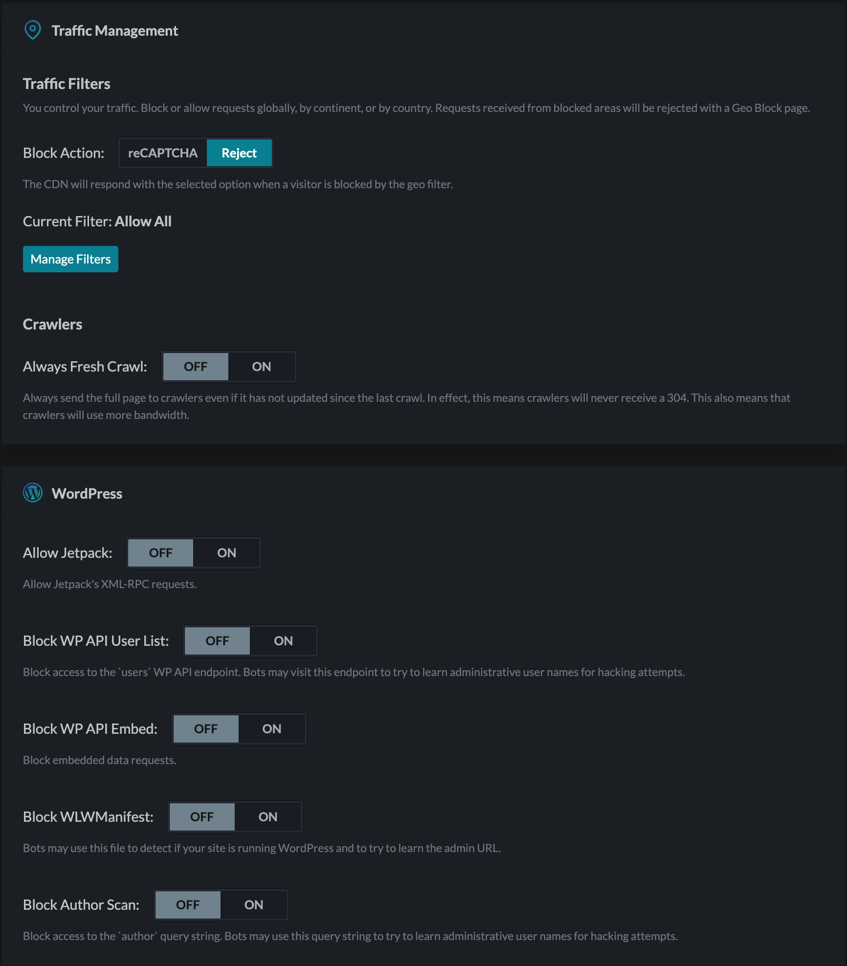 QUIC CDN Traffic filter protection