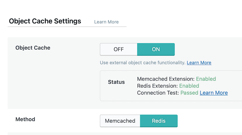 Redis Cache on LiteSpeed plugin settings