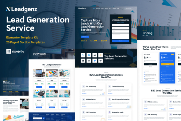 Leadgenz - Lead Generation & Sales Agency WordPress Elementor Template Kit