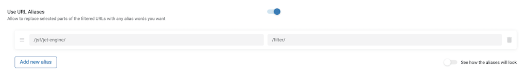 Crocoblock's JetSmartFilters URL Aliases settings